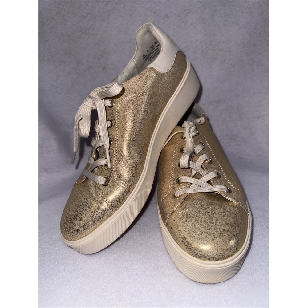 Naturalizer Morrison 2 Shoes Womens Size 9.5 Gold Leather Platform Sneakers EUC